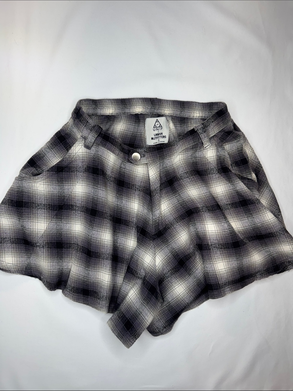 UNIF Black & White Plaid High Waist Women’s Shorts